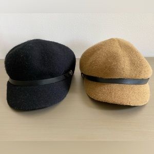 Brand new never worn trendy newsboy hats for women 1 black and 1 camel colour.